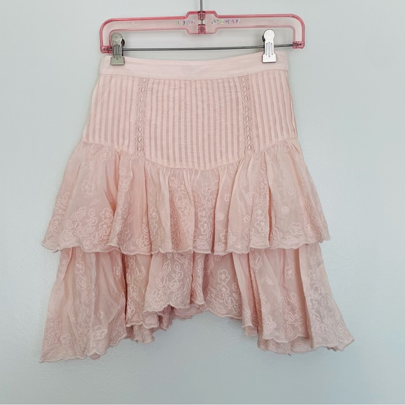 Ted Baker Dresses & Skirts - NWT‎ Ted Baker Alegria Tiered Lace Handkerchief Hem Skirt Light Pink Size 0